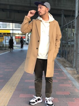 「CIAOPANIC TYPY（チャオパニックティピー）のアイテム（チェスターコート）」を使った、Yusuke Tanakaさん（メンズ・173cm）の秋コーディネート