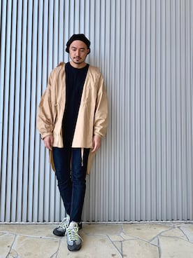 「soe（ソーイ）のアイテム（トップス）」を使った、Yusuke Tanakaさん（メンズ・173cm）の春コーディネート