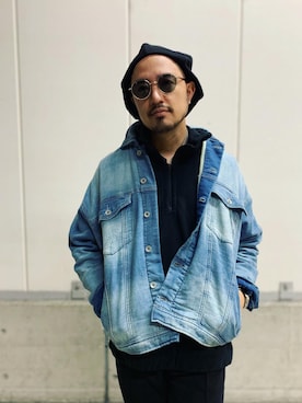 「Gramicci（グラミチ）のアイテム（パーカー）」を使った、Yusuke Tanakaさん（メンズ・173cm）の冬コーディネート
