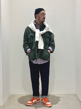 「ROTHCO（ロスコ）のアイテム（ミリタリージャケット）」を使った、Yusuke Tanakaさん（メンズ・173cm）の春コーディネート
