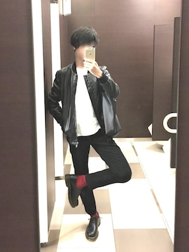 「ROOTOTE（ルートート）のアイテム（ハンドバッグ）」を使った、藤原祐也さん（メンズ・169cm）の秋コーディネート