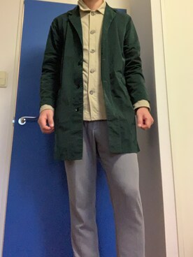 「niko and...（ニコアンド）のアイテム（チェスターコート）」を使った、mizuさん（メンズ・180cm）の秋コーディネート