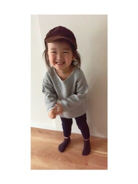 「アイテム（キャップ）」を使った、SHeさん（キッズ・90cm）の秋コーディネート
