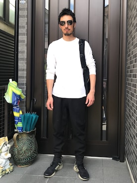 「Aether（-）のアイテム」を使った、Fusanori Tsujiさん（メンズ・183cm）の夏コーディネート
