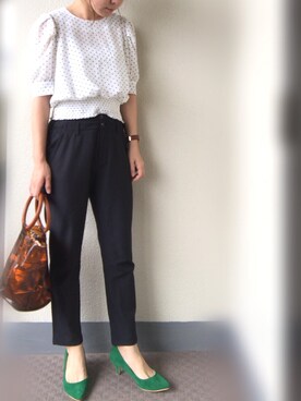 「titivate（ティティベイト）の6cmヒールポインテッドトゥパンプス（パンプス）」を使った、U.さん（レディース・155cm）の夏コーディネート