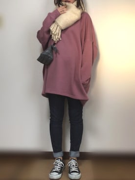 「rps（アールピーエス）のアイテム（スウェット）」を使った、U.さん（レディース・155cm）の冬コーディネート