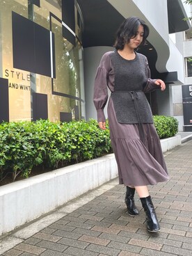 ワンピースを使った チャコールグレー のレディース人気ファッションコーディネート Wear
