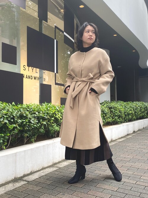 22 新作 ラウンドネックカシメロングコート Lagunamoon ロングコート