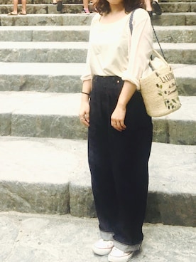 「アイテム（タンクトップ）」を使った、mi3mi3さん（レディース・151cm）の夏コーディネート