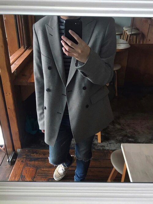 ZARAのスーツジャケット（ベージュ系）を使ったメンズ人気ファッション