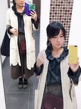 「A.P.C.」｜「アイテム（その他アウター）」を使った、ミーコさん（レディース・158cm）の春コーディネート