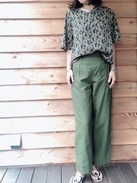 「NOMBRE IMPAIR（ノンブルアンペール）のアイテム（パンツ）」を使った、16miさん（レディース・168cm）の夏コーディネート
