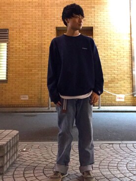 「Champion（チャンピオン）のアイテム（ニット/セーター）」を使った、Isseiさん（メンズ・169cm）の夏コーディネート