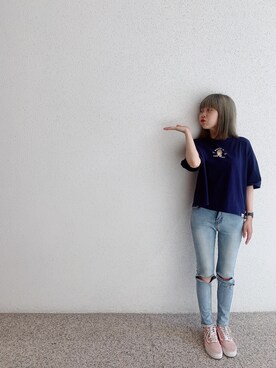 「5（ファイブ）のアイテム（トップス）」を使った、W._.さん（レディース・155cm）の夏コーディネート