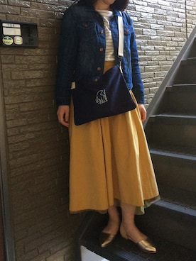 「マスタードイエロー」｜snowさん（レディース・157cm）の春コーディネート