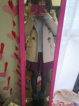 「ゆるニット」｜「アイテム（ダッフルコート）」を使った、かほさん（レディース・150cm）の秋コーディネート