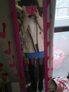 「bye bye（バイバイ）のアイテム（ジャケット/アウター）」を使った、かほさん（レディース・150cm）の冬コーディネート