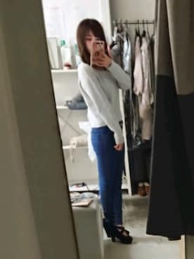 「MERCURYDUO（マーキュリーデュオ）のアイテム（デニムパンツ）」を使った、かほさん（レディース・150cm）の秋コーディネート