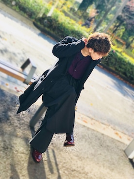 「袴」｜「アイテム（チェスターコート）」を使った、るいさん（メンズ・170cm）の秋コーディネート