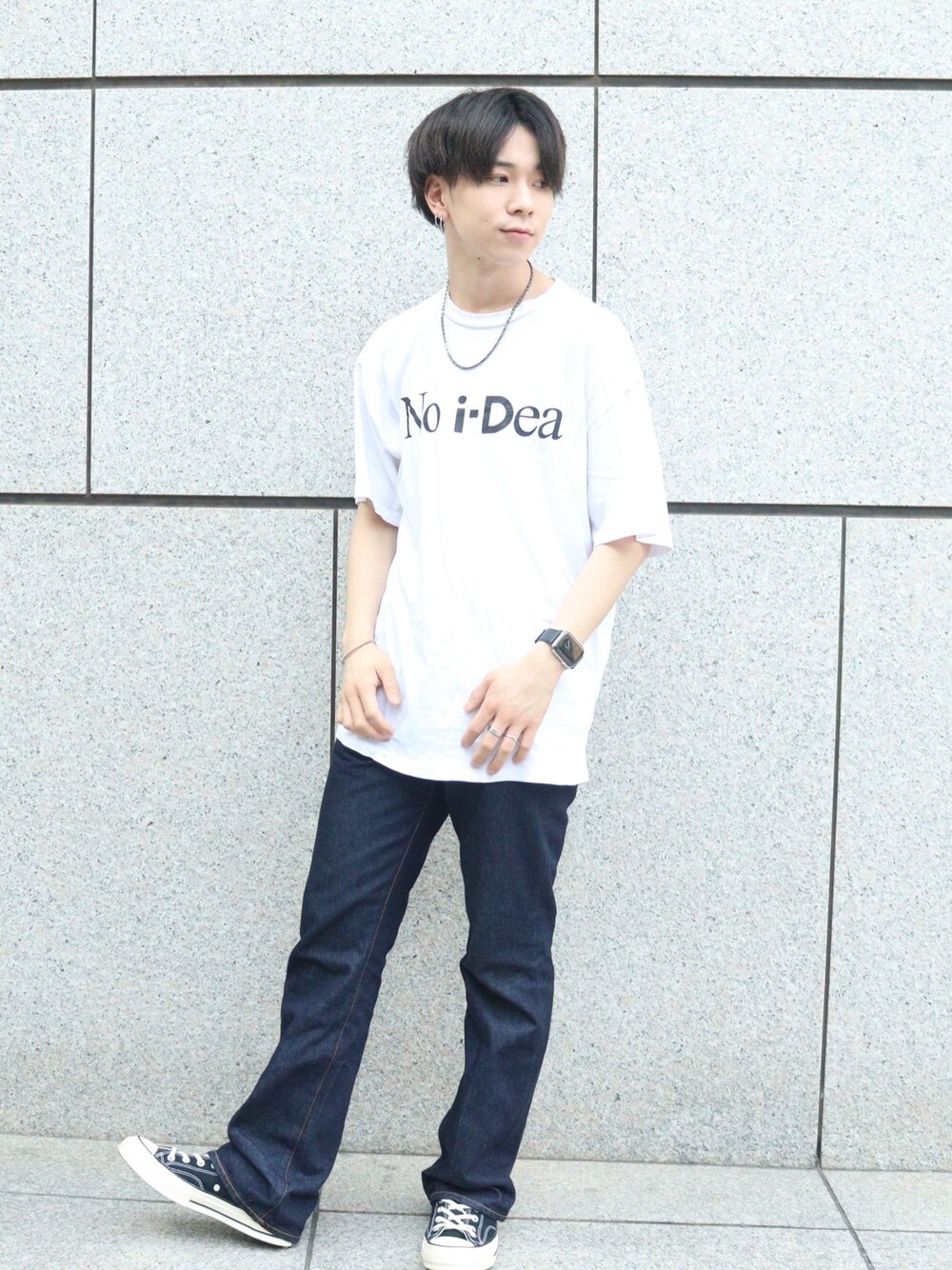 「夏コーデ、今日のコーデ、オトナカジュアル、スニーカー、白Tシャツ、フレアパンツ、休日スタイル、お洒落さんとつながりたい、いいね、save、フォローお願いします🤑、シンプルコーデ」｜「ARIESのアイテム（トップス、ホワイト系）」を使った、るいさん（メンズ・170cm）の夏コーディネートの1枚目の写真