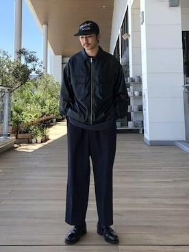 「BEAMS」｜「アイテム（ライダースジャケット）」を使った、BEAMS HEART MENさん（メンズ・174cm）の冬コーディネート