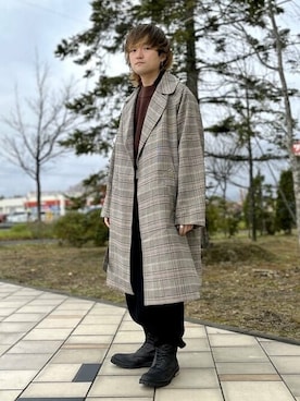 「BEAMS」｜「アイテム（ステンカラーコート）」を使った、BEAMS HEART MENさん（メンズ・171cm）の冬コーディネート