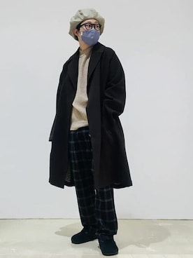 「BEAMS」｜「アイテム（ステンカラーコート）」を使った、BEAMS HEART MENさん（メンズ・168cm）の冬コーディネート