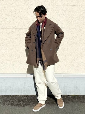 「BEAMS」｜「アイテム（ステンカラーコート）」を使った、BEAMS HEART MENさん（メンズ・173cm）の冬コーディネート