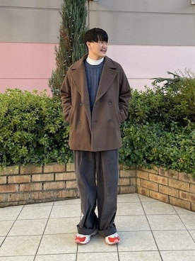 「BEAMS」｜「アイテム（ステンカラーコート）」を使った、BEAMS HEART MENさん（メンズ・171cm）の冬コーディネート