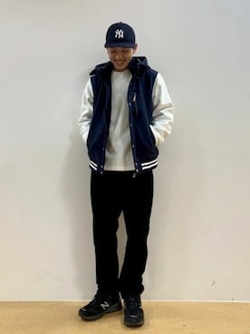 「BEAMS」｜「アイテム（スタジャン）」を使った、BEAMS HEART MENさん（メンズ・170cm）の冬コーディネート