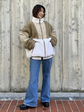 GERRY × BEAMS HEART / ボアフリース 切替 ジップ ジャケットを使った 