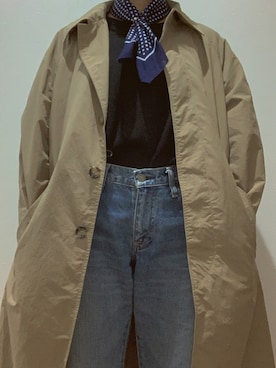 「moussy」｜「アイテム（ステンカラーコート）」を使った、kaさん（レディース・159cm）の春コーディネート