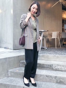 「アイテム（テーラードジャケット）」を使った、nano・universe lady's　STAFFさん（レディース・163cm）の秋コーディネート