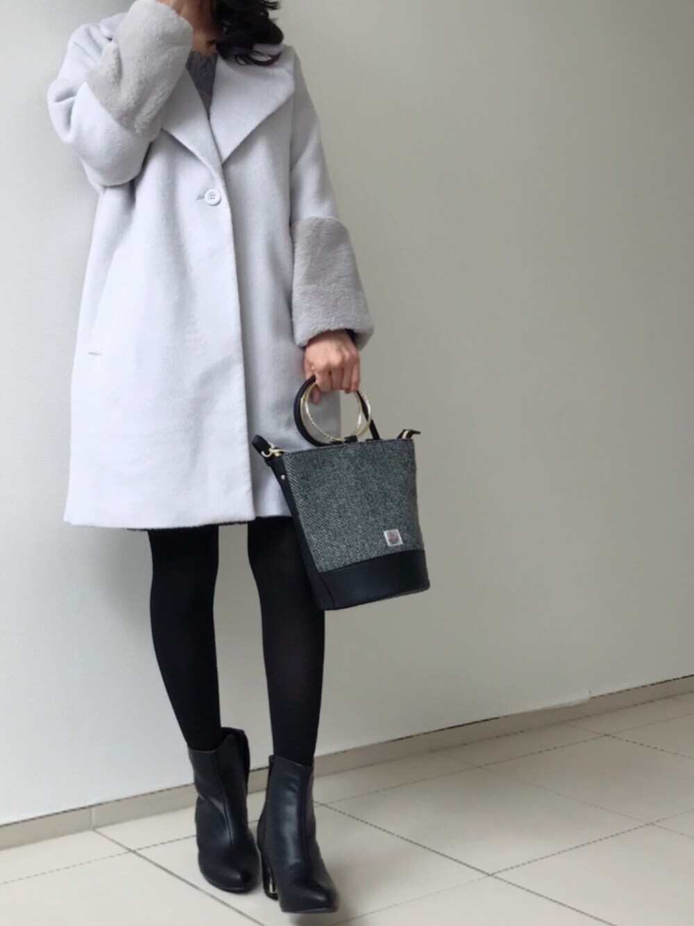「秋冬コーデ、オトナカジュアル、冬コーデ、ootd、しまむら」｜「しまむらのアイテム（ショルダーバッグ、ブラック系）」を使った、nonameさん（レディース・158cm）の秋コーディネートの1枚目の写真