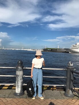 「travel」｜「アイテム（Tシャツ/カットソー）」を使った、huahua428さん（レディース・155cm）の夏コーディネート