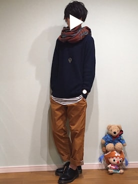 「JUNRED（ジュンレッド）のアイテム（チノパンツ）」を使った、taiさん（メンズ・178cm）の冬コーディネート