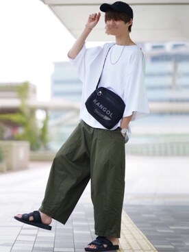 「KANGOL（カンゴール）のアイテム（バッグ）」を使った、taiさん（メンズ・179cm）の夏コーディネート