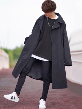 「INTER FACTORY（インターファクトリー）のWEARISTA tai × INTER FACTORY　パーツレスオーバーサイズトレンチコート（トレンチコート）」を使った、taiさん（メンズ・179cm）の秋コーディネート