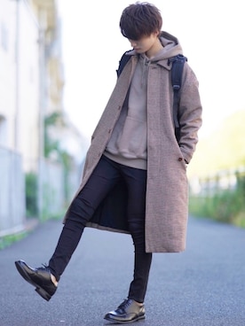 「アイテム（ステンカラーコート）」を使った、taiさん（メンズ・179cm・20代）の秋コーディネート