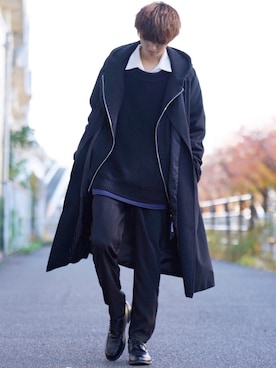 「INTER FACTORY（インターファクトリー）のWEARISTA tai × INTER FACTORY　パーツレスオーバーサイズトレンチコート（トレンチコート）」を使った、taiさん（メンズ・179cm）の秋コーディネート