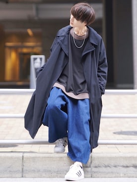 「INTER FACTORY（インターファクトリー）のWEARISTA tai × INTER FACTORY　パーツレスオーバーサイズトレンチコート（トレンチコート）」を使った、taiさん（メンズ・179cm）の春コーディネート