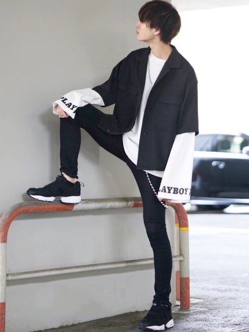 taiさんのシャツ/ブラウス「TRストレッチ スーツ地 オーバーサイズ ドレープ CPOシャツ/レギュラカラーシャツ(1/2 sleeve)(MONO-MART|モノマート)」を使ったコーディネート