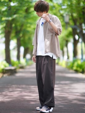 「BASQUE magenta（バスクマゼンタ）のアイテム（トップス）」を使った、taiさん（メンズ・179cm）の夏コーディネート