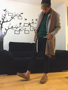 「MANGO（マンゴ）のアイテム」を使った、MAMOKIさん（メンズ・185cm）の冬コーディネート