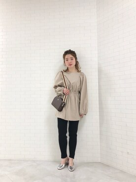 「ブラウス」｜「アイテム（レギンス/スパッツ）」を使った、Matanoriさん（レディース・154cm・20代）の春コーディネート