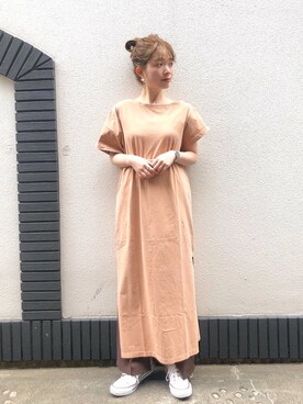 「ジャージーパンツ」｜「アイテム（ワンピース/ドレス）」を使った、Matanoriさん（レディース・154cm）の春コーディネート