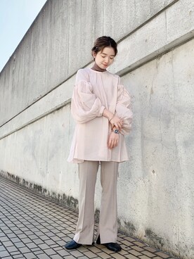 「Kastane（カスタネ）のレーヨンスラックスパンツ３（スラックス）」を使った、Matanoriさん（レディース・154cm）の秋コーディネート