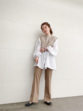 「Kastane（カスタネ）のアイテム（ベスト）」を使った、Matanoriさん（レディース・154cm）の春コーディネート