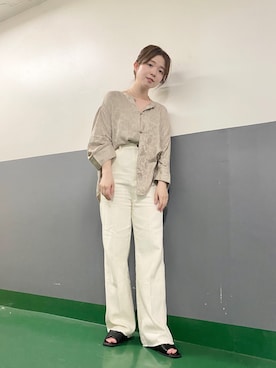 「チャイナシャツ」｜Matanoriさん（レディース・154cm）の夏コーディネート