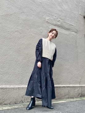 「ニットベストワンピース」｜Matanoriさん（レディース・154cm）の秋コーディネート